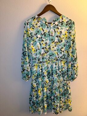 Ann Taylor Factory Girls' Floral Tiered Dress - Aqua, Yellow & Black
